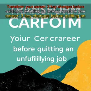 Read more about the article Transform your career: 3 key changes before quitting an unfulfilling job


 answer: transform your career: 3 key changes before quitting an unsatisfying job!